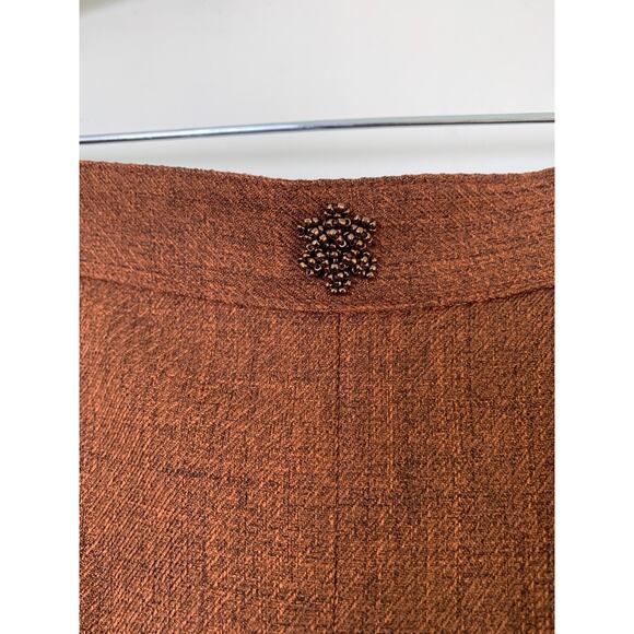 JOHN MEYER BROWN LONG LINE PANT SUIT BEADED EMBROIDERED SIZE 10 - Picture 4 of 16